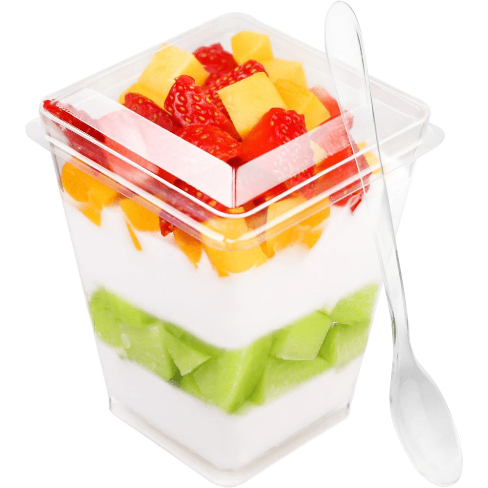 TEMU 50 Pack 5 Oz Plastic Dessert Cups With Lids And Spoons, Yogurt Parfait Cups With Lids Appetizer Cups For Party, Mini Dessert Cups With Spoons