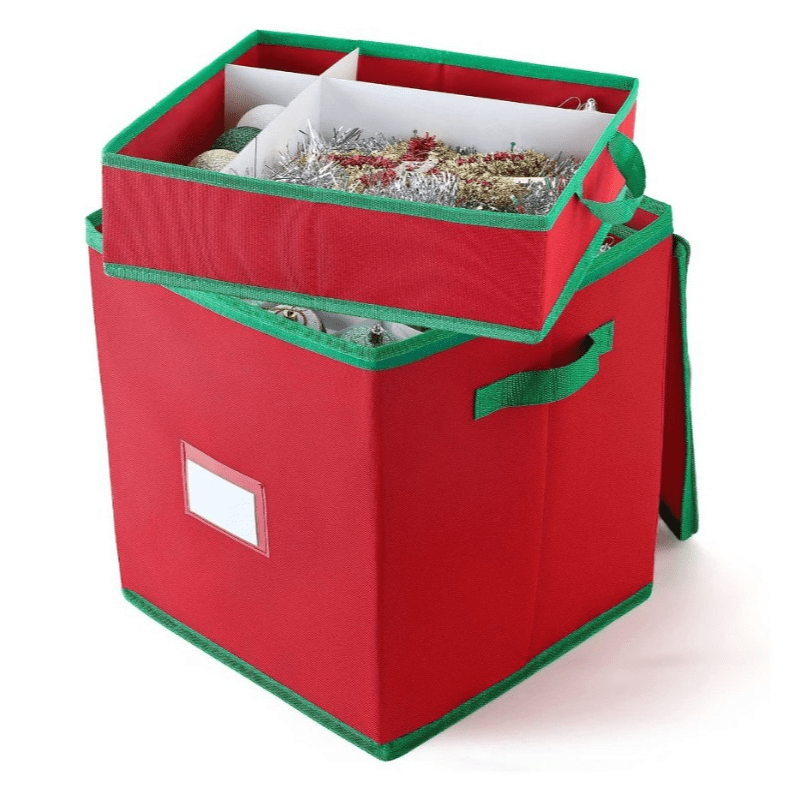 TEMU Boîte de rangement pour ornements de Noël, conteneurs de rangement de fêtes avec 4 plateaux séparés amovibles, organisateur de décoration pour