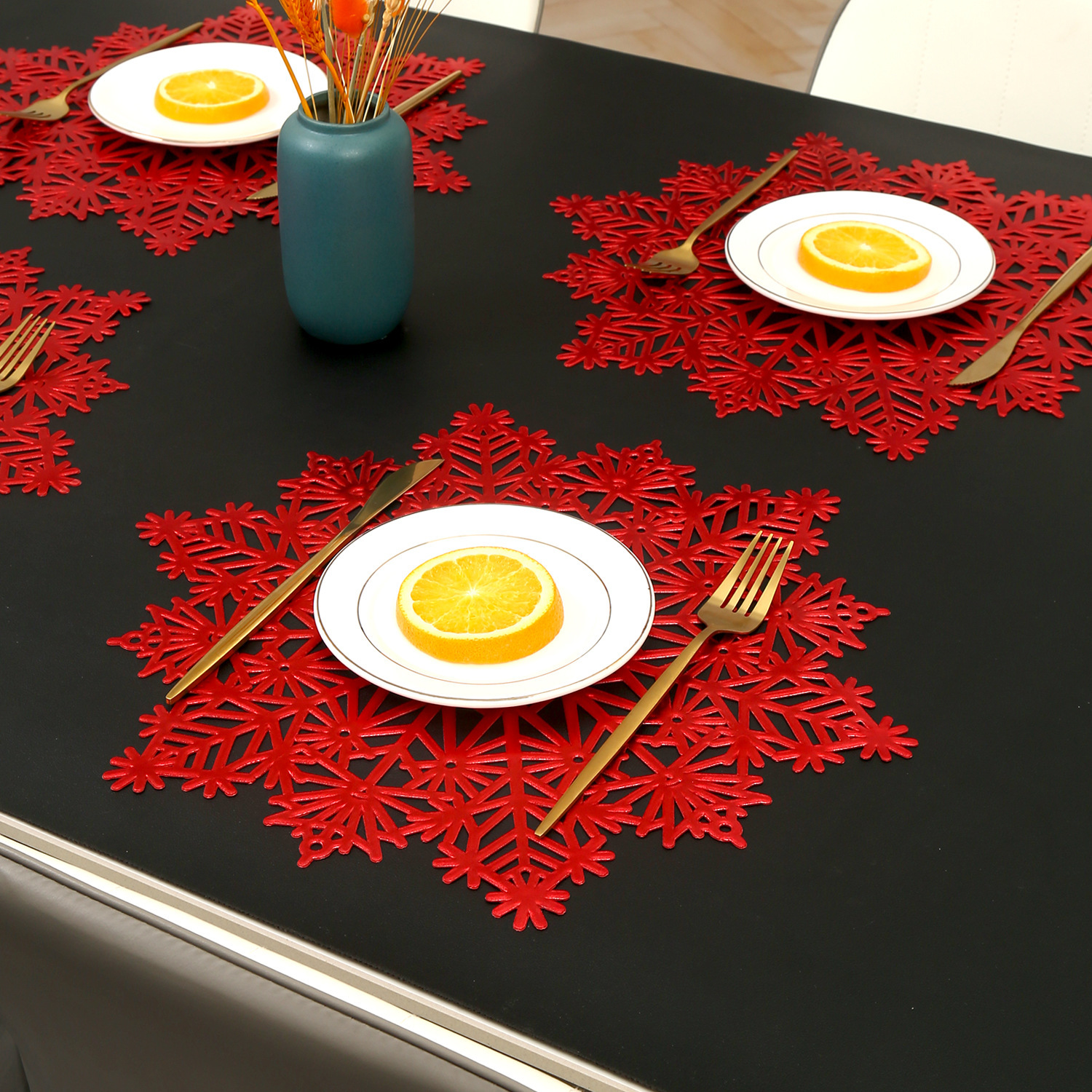 

1pc Pvc Placemat - -, & Oil- For Christmas Dining Decor