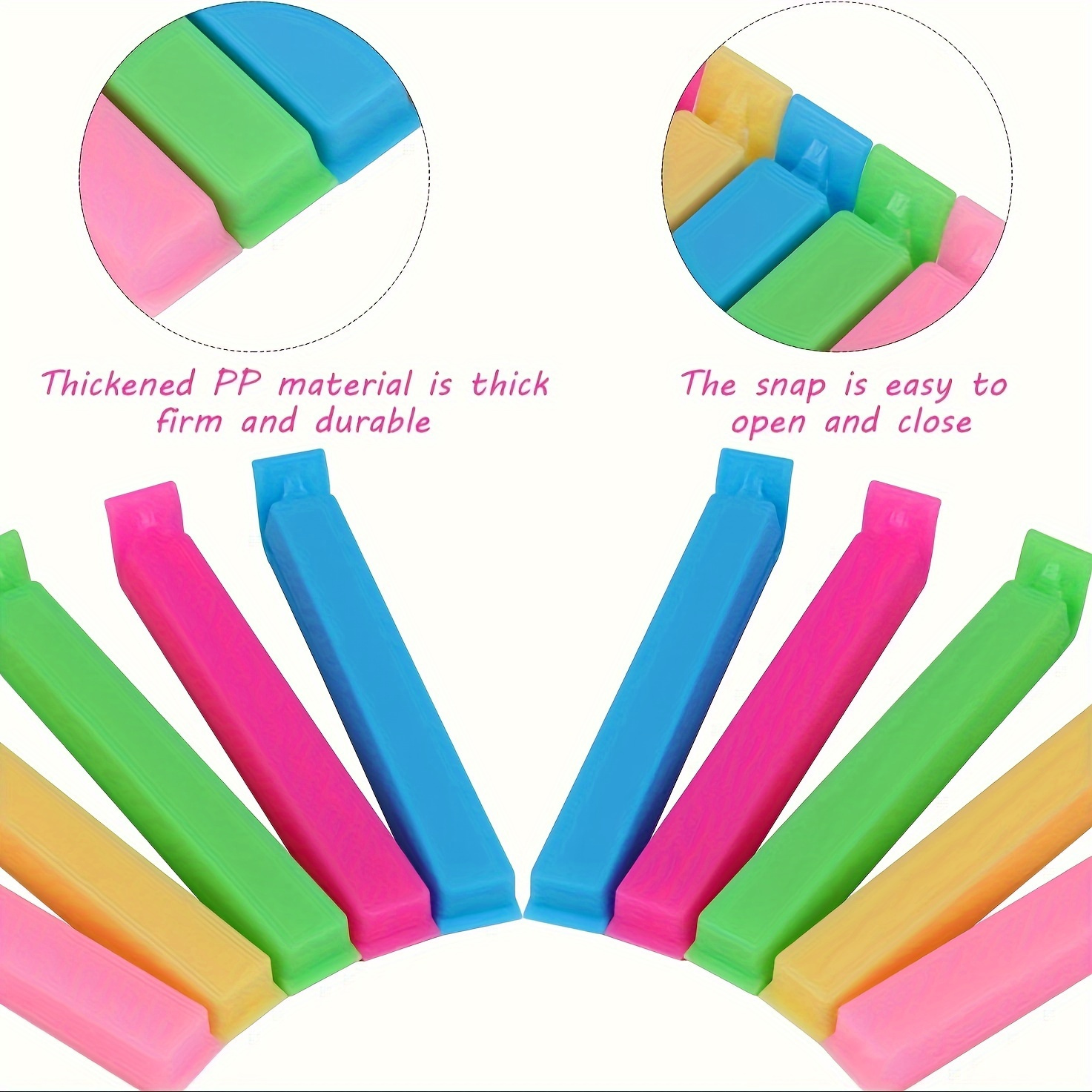 10-пакетные переиспользуемые зажимы для пластиковых пакетов для хранения пищи с защитой от влаги и пыли, многофункциональные аксессуары для хранения в кухне.