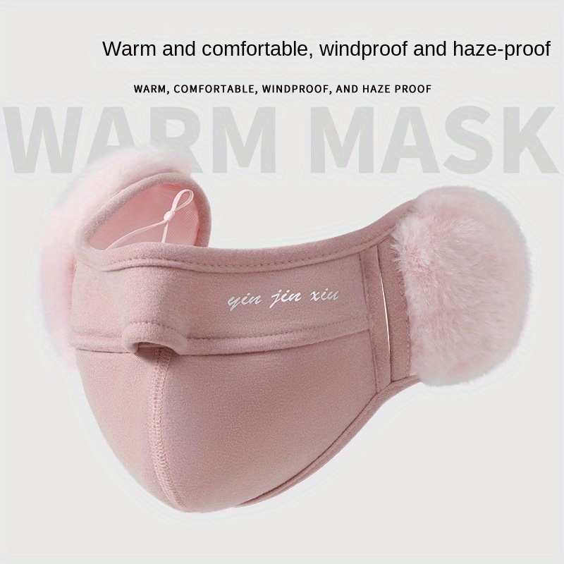 

Winter Ear Warmer Mask - , Snow-resistant Plush Face Cover For Outdoor Cycling