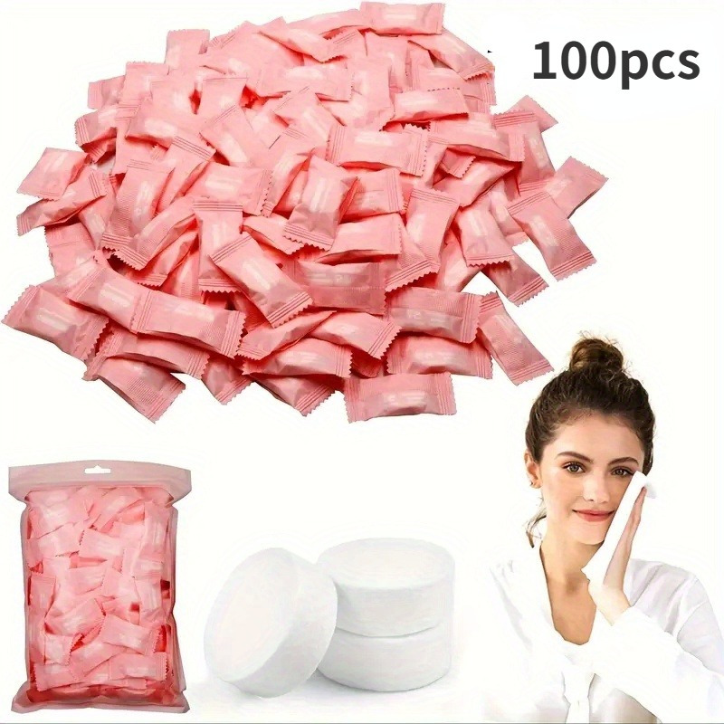 item picture 100pcs hypoallergenic cotton compressed towels portable absorbent disposable for travel and camping