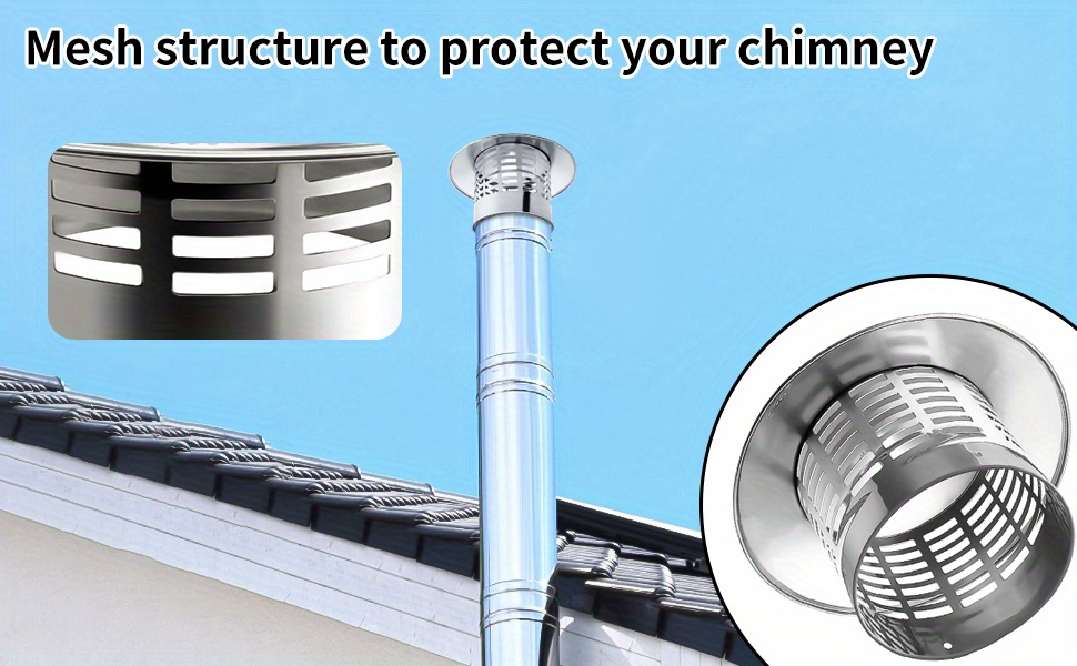 1 set hose clip chimney cover 4 3 inch inner diameter stainless steel chimney cover round rainproof mesh chimney cover chimney bird cover used for roof ventilation protection small top cover details 2