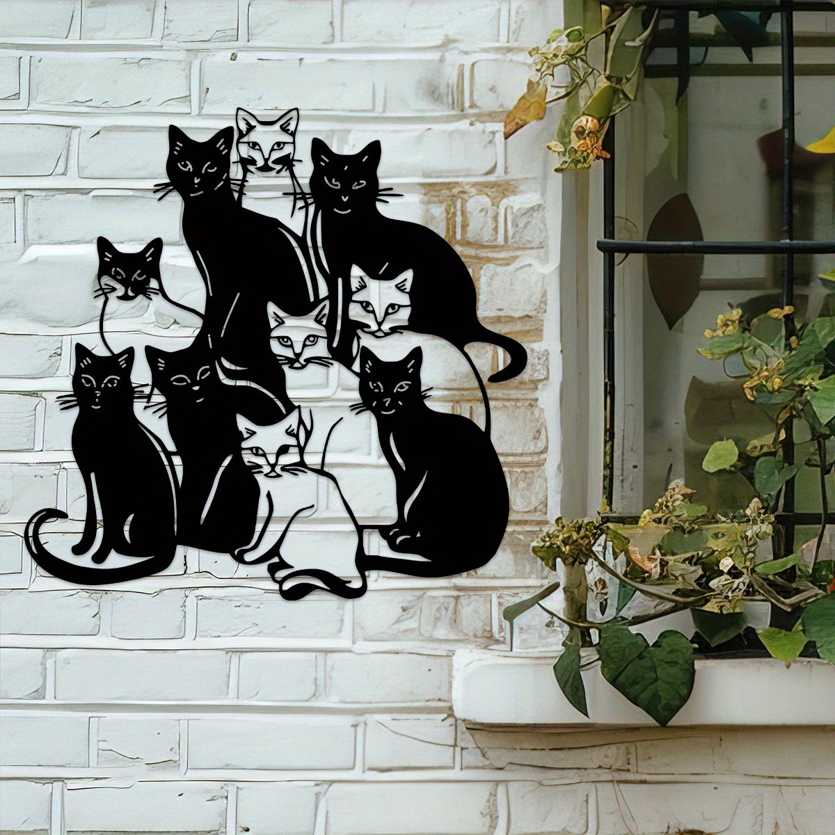 

1pc Whimsical Black Cats Metal Wall Art - Contemporary Cat Decor For Various Room Types, No Electricity Needed, Durable Metal Construction, Perfect For Christmas And Thanksgiving Gifts