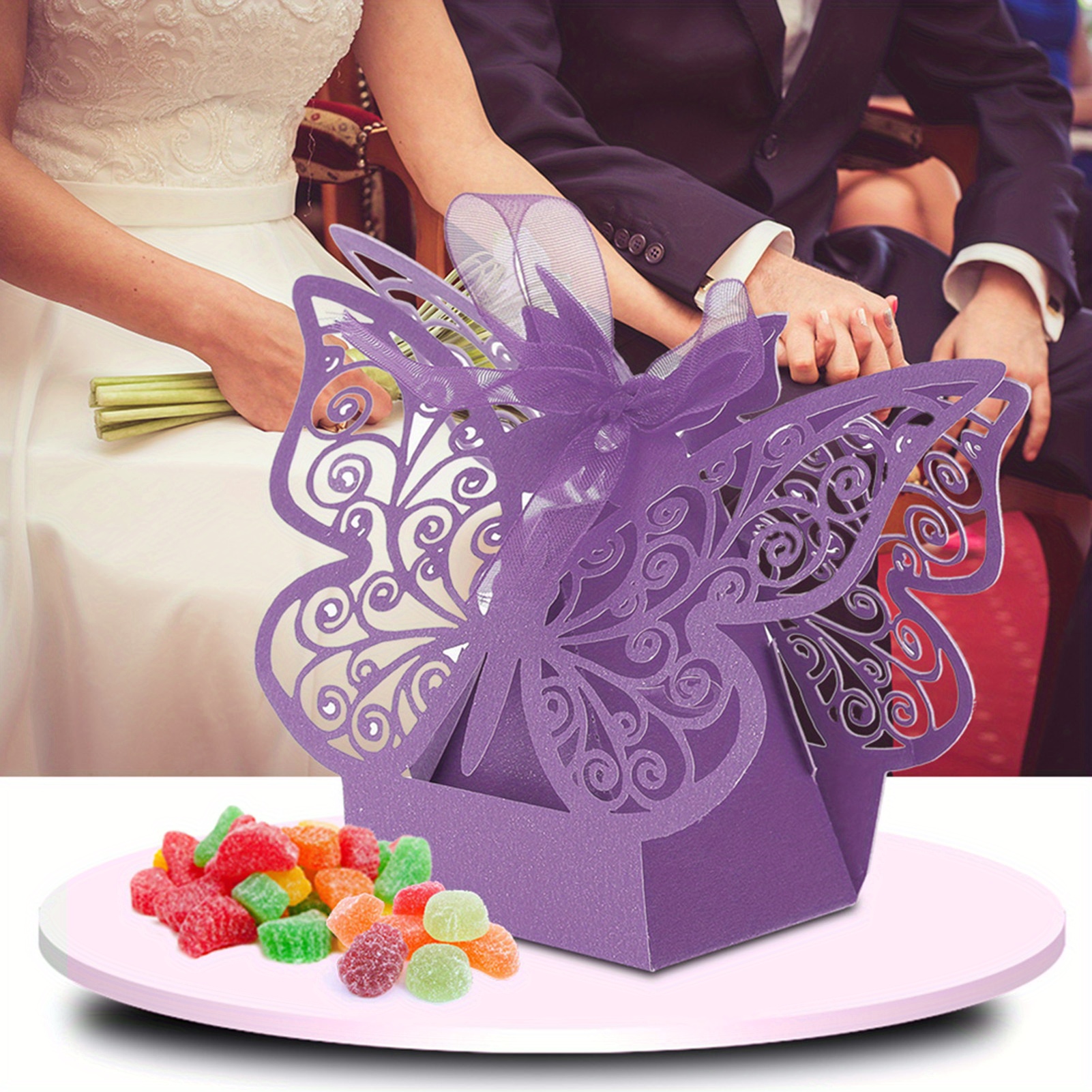 

100pcs Elegant -shaped Paper Favor Boxes With - Wedding & Birthday Celebrations, Ideal For Chocolates & Sweets, Romantic Event Decor