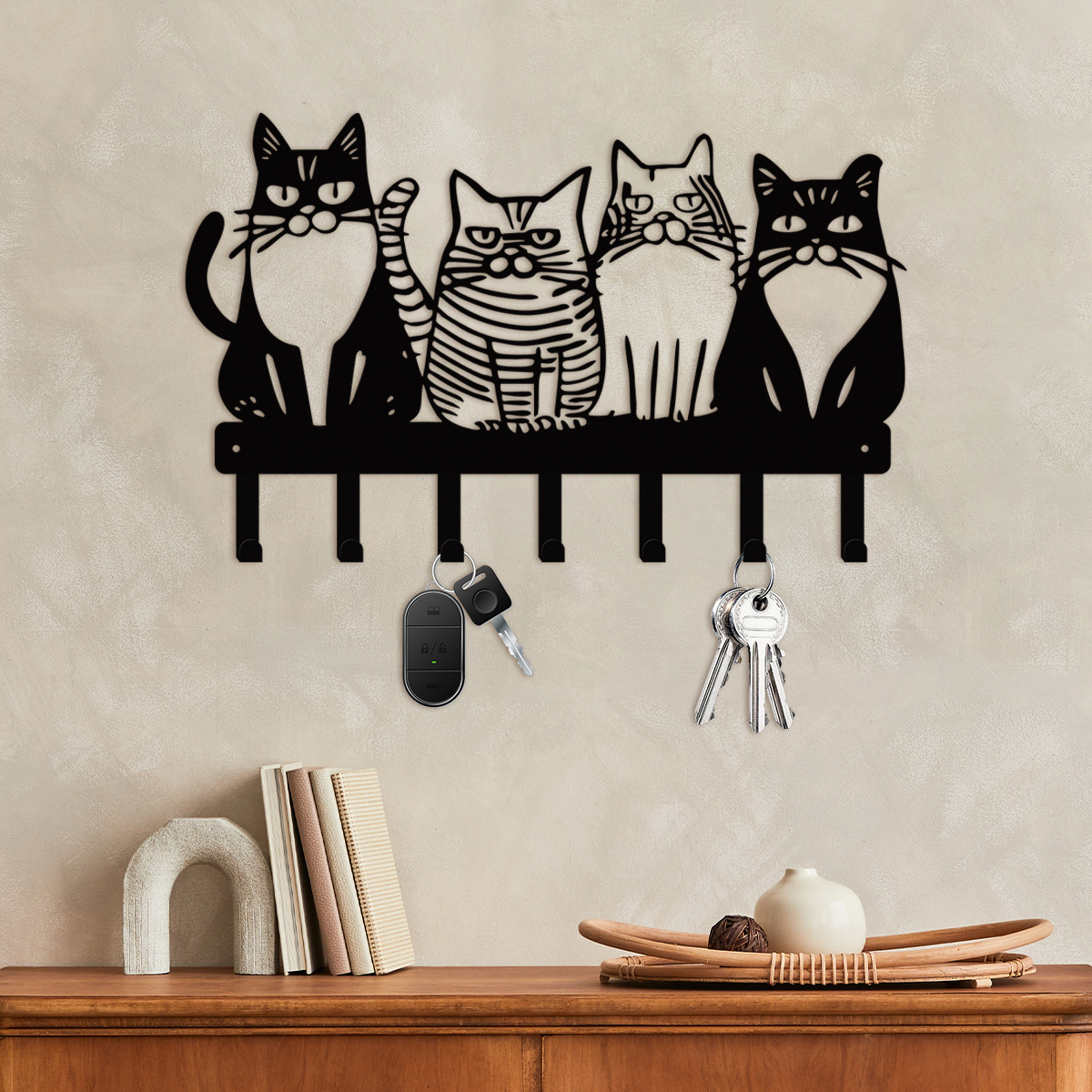 

1pc Cat-themed Metal Wall Hook - Decorative Key Holder For Cat Lovers, Ideal For Towels, Coats, Hats - No Power Needed, - Perfect Thanksgiving & Christmas Gift