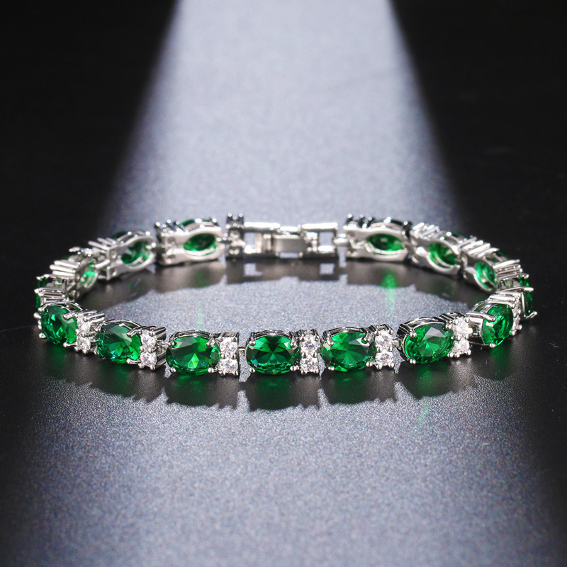 TEMU 1 Luxurious And Elegant Crystal Bracelet - Platinum Plated - Sparkling Colored - Perfect For Feminine Charm