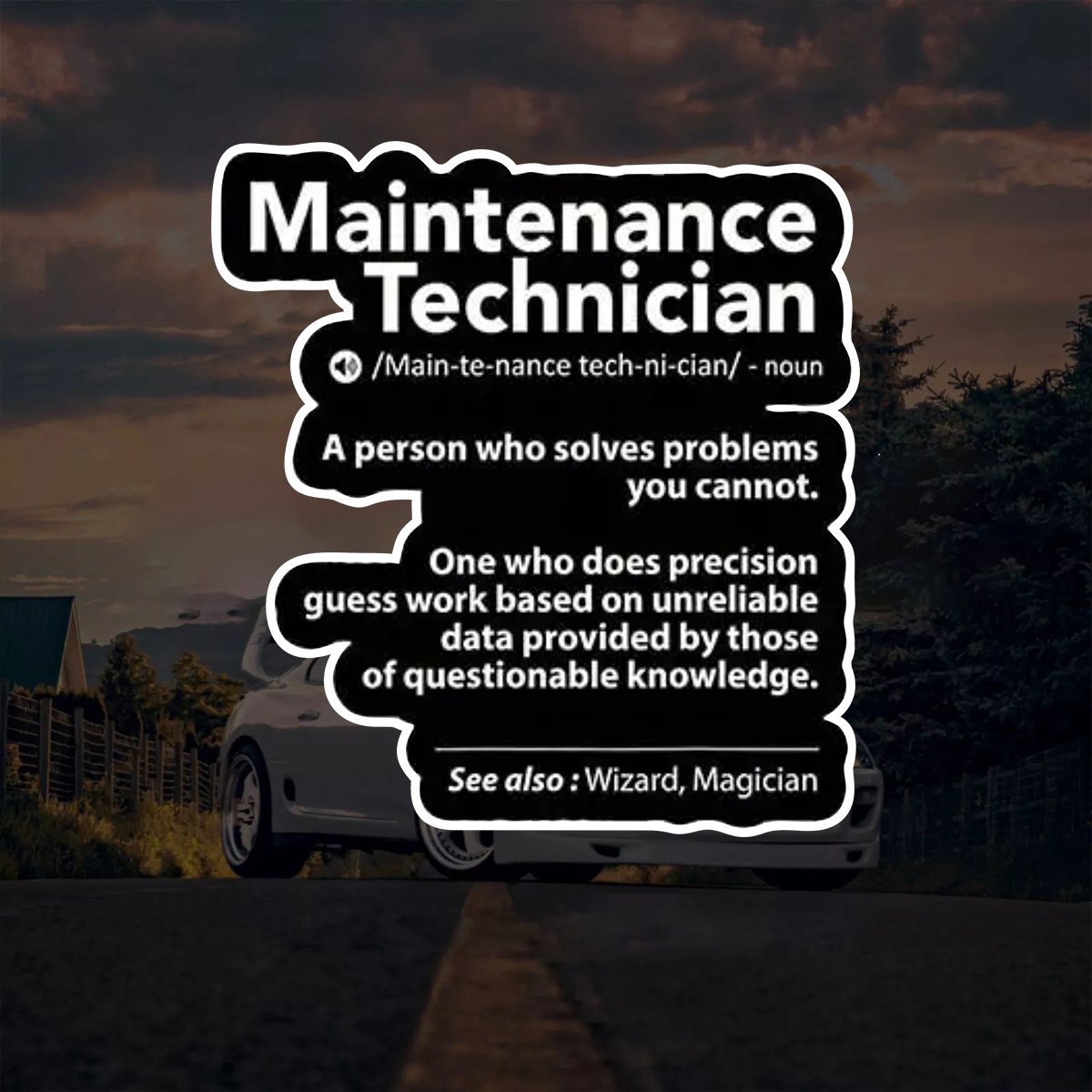 

Funny Maintenance Technician Decal - Vinyl Sticker With Matte Finish For Truck, Suv, Laptop, Mailbox - Durable, Self-adhesive, Single Use, Plastic Surface Decal For Men - Cartoon Theme, Left Placement