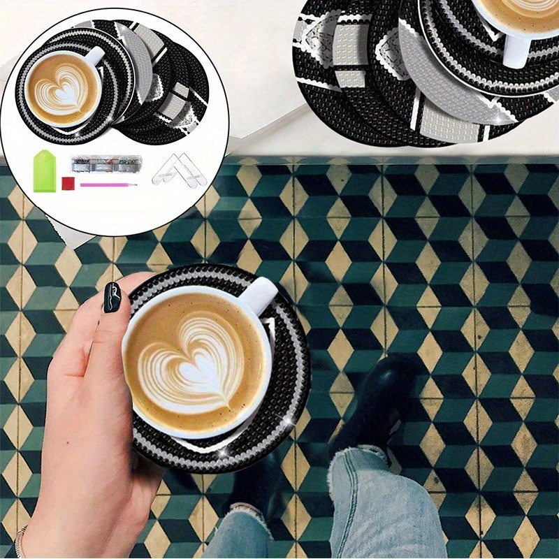 

6pcs/set Diamond Art Painting Coasters Kits With Holder, Diy Football Diamond Art Coasters For Adults, Diamond Dot Kits For Las Vegas Craft Gifts