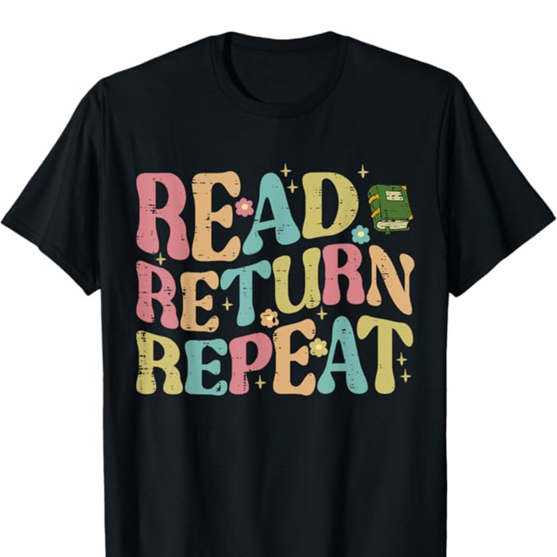 

Read Return Repeat Print T-shirt For Men, Pure Cotton Short Sleeve Tee, Summer Top For Casual Wear