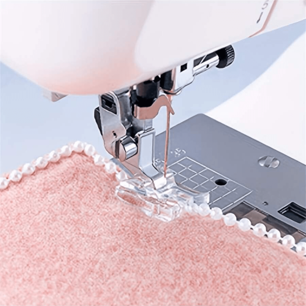 

1pc Pearl & Sequin Embroidery Presser Foot - Transparent, Flexible Design For Easy Sewing And Knitting