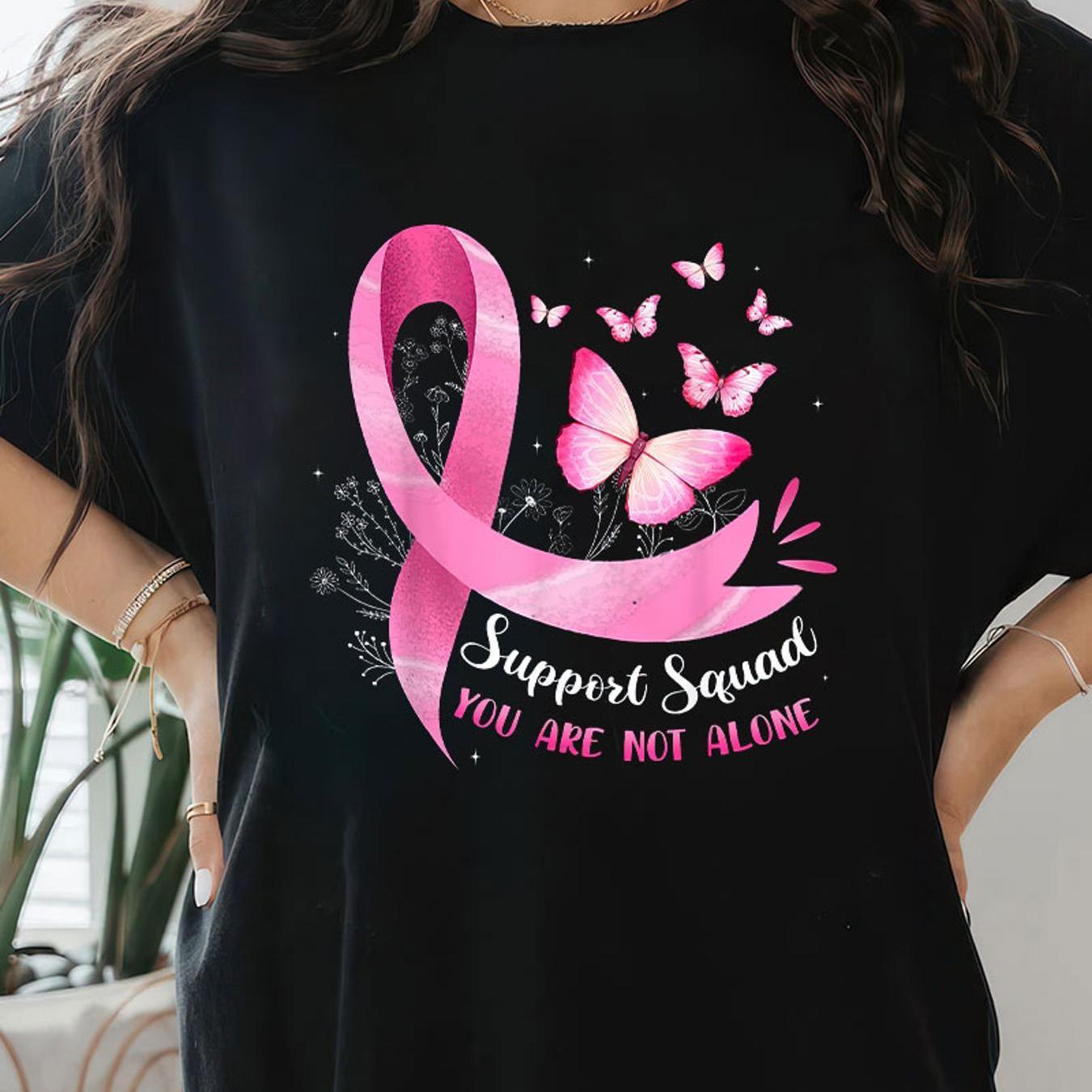 

Women's Breast Cancer Awareness Butterfly Cotton Print T-shirt