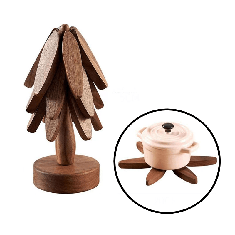 

3pcs Set Christmas Tree Wooden Trivets - Heat Resistant, Decorative Table Mats & Coasters For Bbqs And