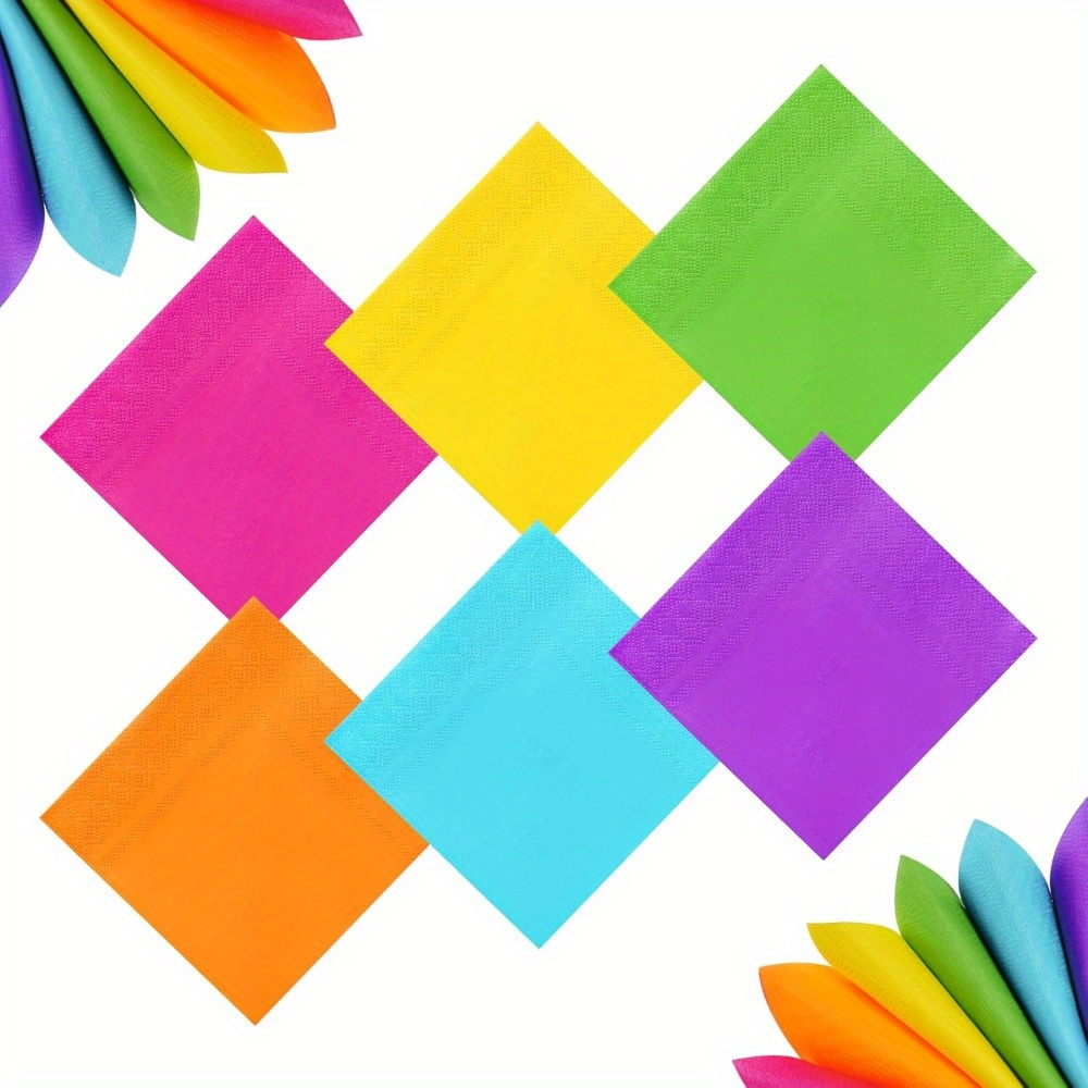 

Rainbow Party Napkins 120pcs - Embossed 2-ply Paper , Decoration For Celebrations & Events - No Electricity Needed