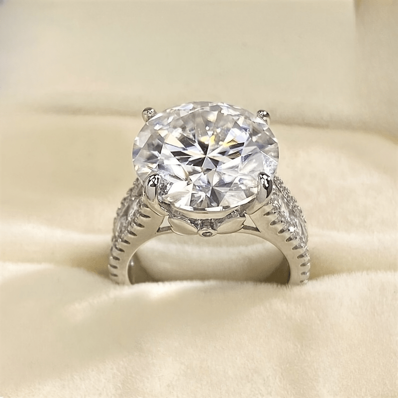 

Bague Halo Élégante en Moissanite de 10 Carats, Diamant Éthique - Argent Sterling S925, Bande de /Anniversaire de Coupe Ronde , pour les & Fêtes - pour les Enseignants, Diplômés