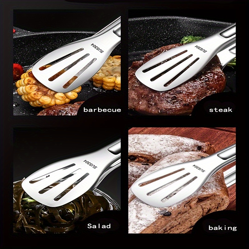 versatile stainless steel serving tongs ideal for bbq   steak salad desserts food safe kitchen restaurant essential details 3