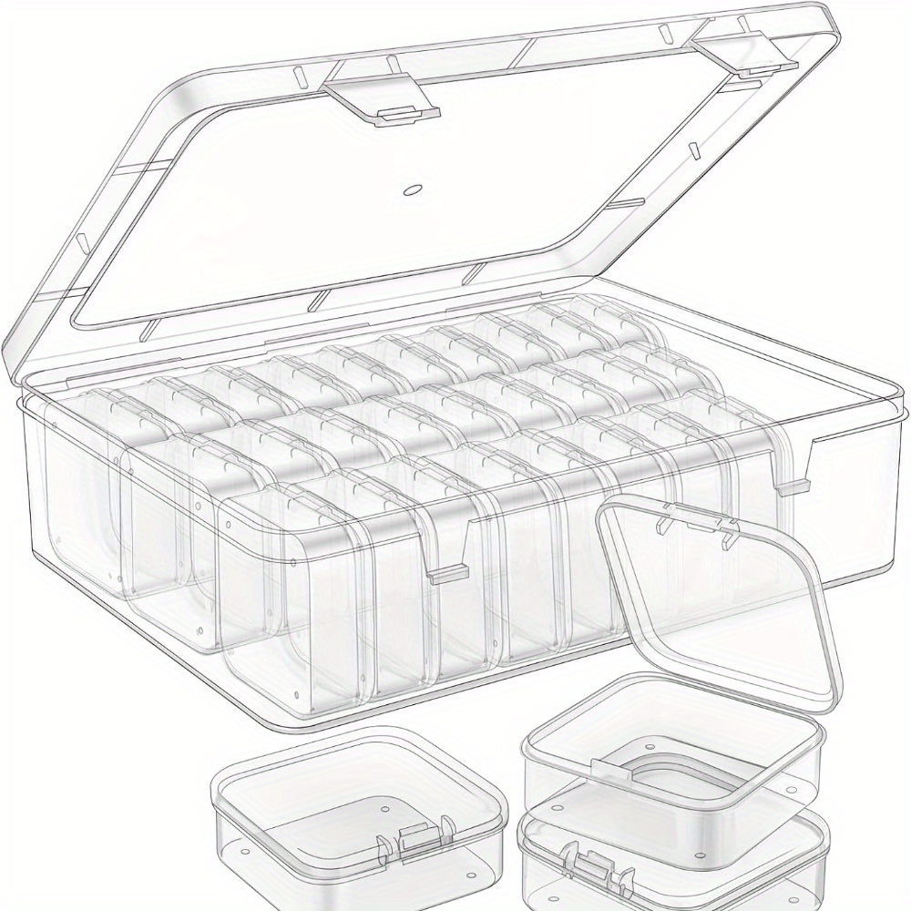 

Plastic Storage Box Set For Crafts, Beads, And Jewelry - Transparent 30-piece Organizer With Portable Individual Containers