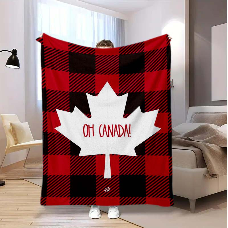 

Canadian Motif Polyester Square Blanket - Large 1.8m+ Comfort Throw For Picnic, Office, Travel | Soft, Cozy, And Durable Blanket For Sofa, Bed, And Living Room - ‘oh Canada' Printed Design