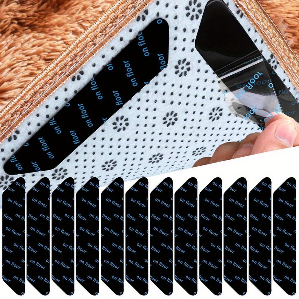 4 24 48pcs anti curling rug grippers reusable carpet tape self   corners edges gripper pads kitchen bathroom carpet floor mat fixed stickers home supplies details 0