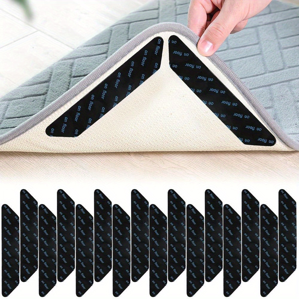 4 24 48pcs anti curling rug grippers reusable carpet tape self   corners edges gripper pads kitchen bathroom carpet floor mat fixed stickers home supplies details 4