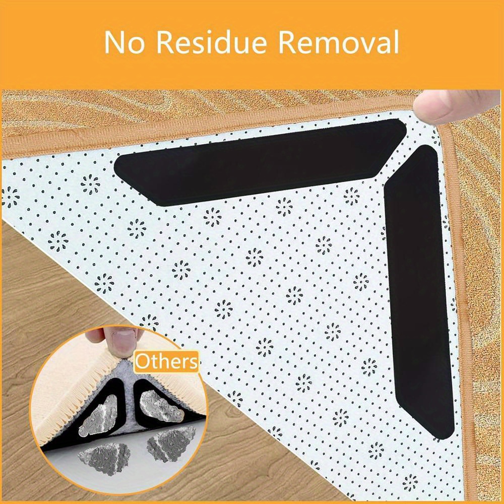 4 24 48pcs anti curling rug grippers reusable carpet tape self   corners edges gripper pads kitchen bathroom carpet floor mat fixed stickers home supplies details 6