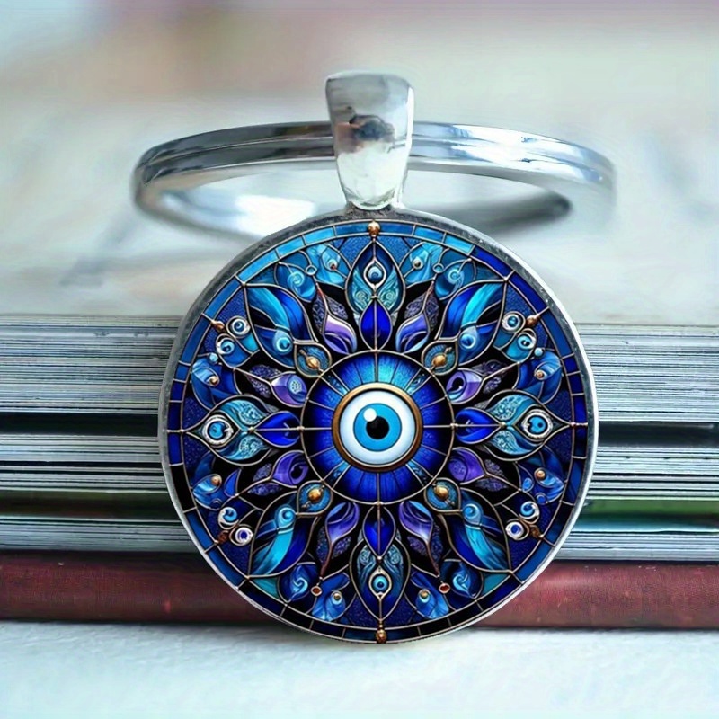 

1pc Vintage-inspired Evil Eye Keychain With Glass Pendant - Zinc Alloy, Good Luck & Protection Amulet, Ideal Gift For