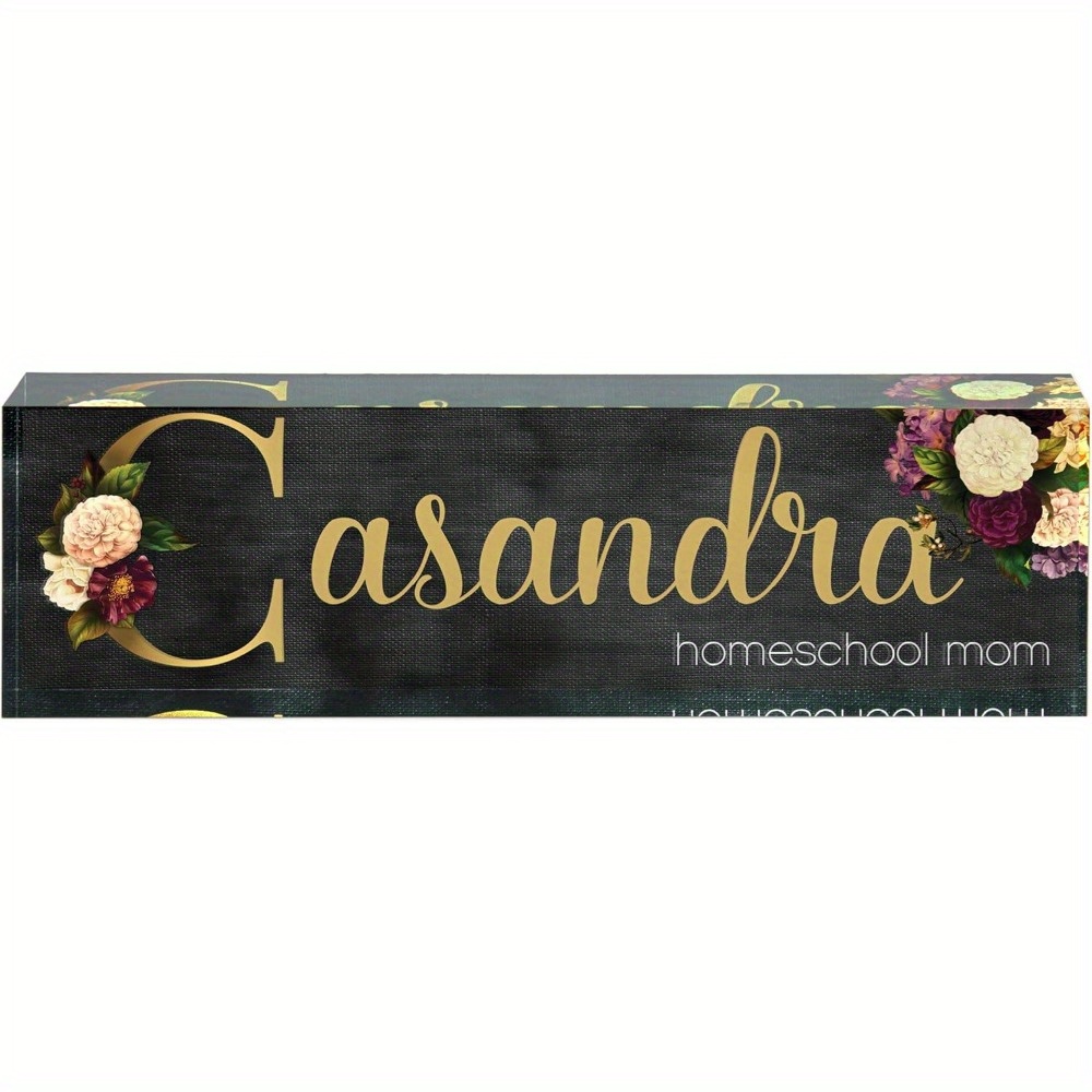 

Custom 1pc Acrylic Glass Desk Name Plate, Personalized Office Sign With Uncharged Power - Design
