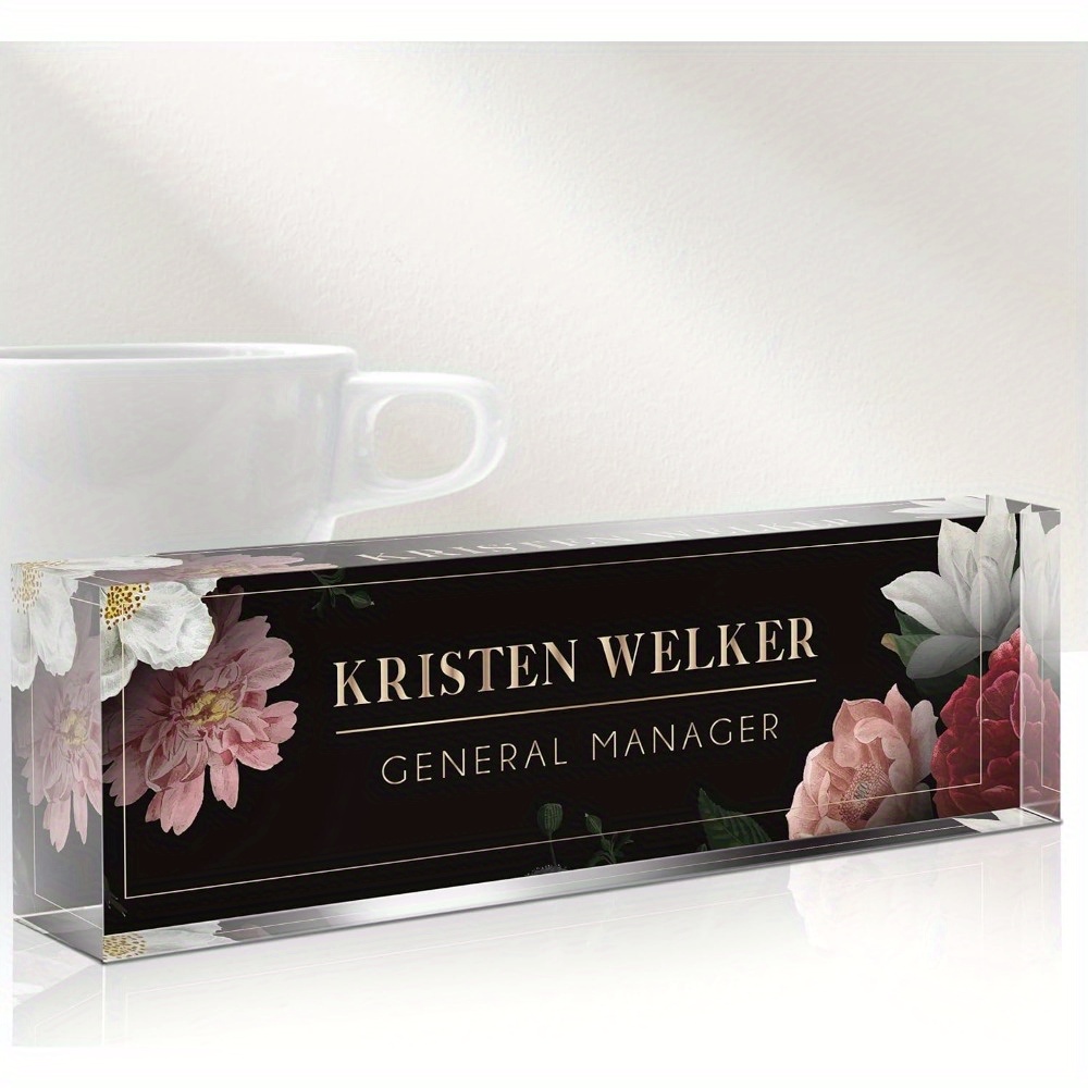 

Personalized Acrylic Desk Name Plate: Custom Name Plates For Office, Coworker, Boss, Teacher/employee Appreciation Gifts (mixed Flower Design)