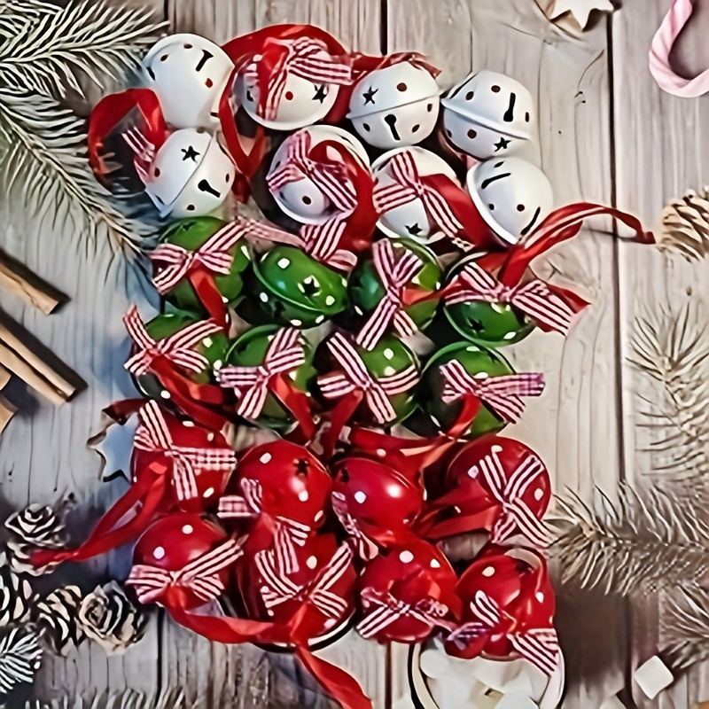 

12 Festive Christmas Bells: Red, White, And Green Metal Jingle Bells - Perfect For Tree Decorations, Wreaths, Windows, And Doors - Classic Holiday Party Supplies