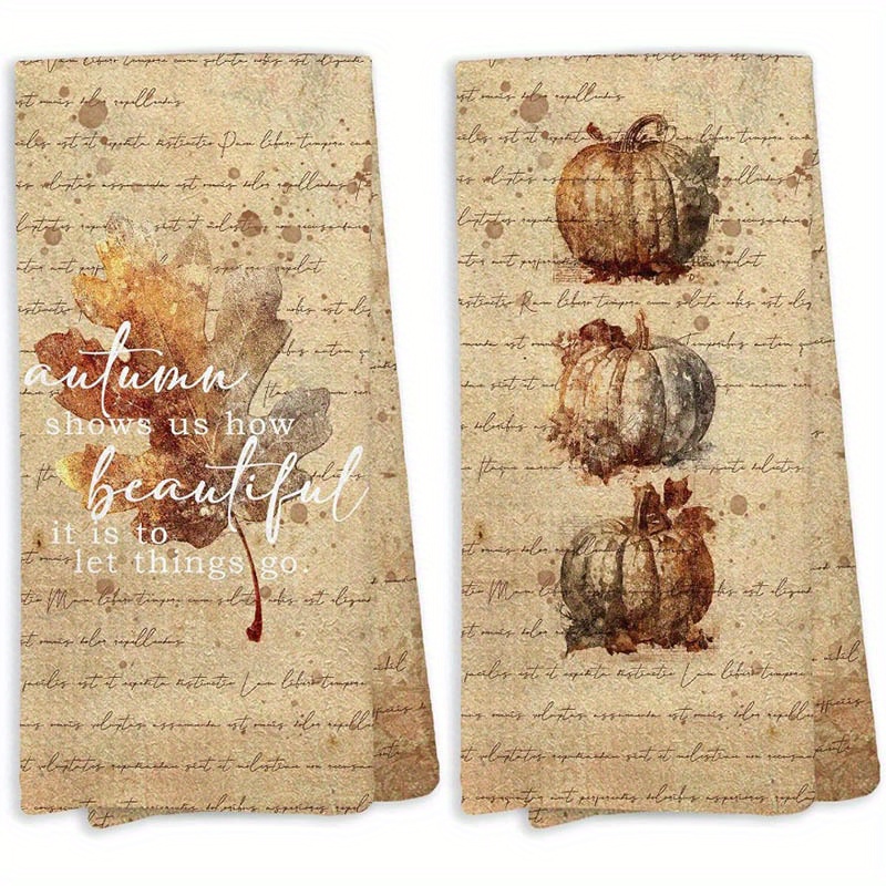 

Retro Thanksgiving Kitchen Towels: 2 Pieces, 18 X 26 Inches, Soft Super Fine Fiber, Machine Washable, Perfect For Fall Decor