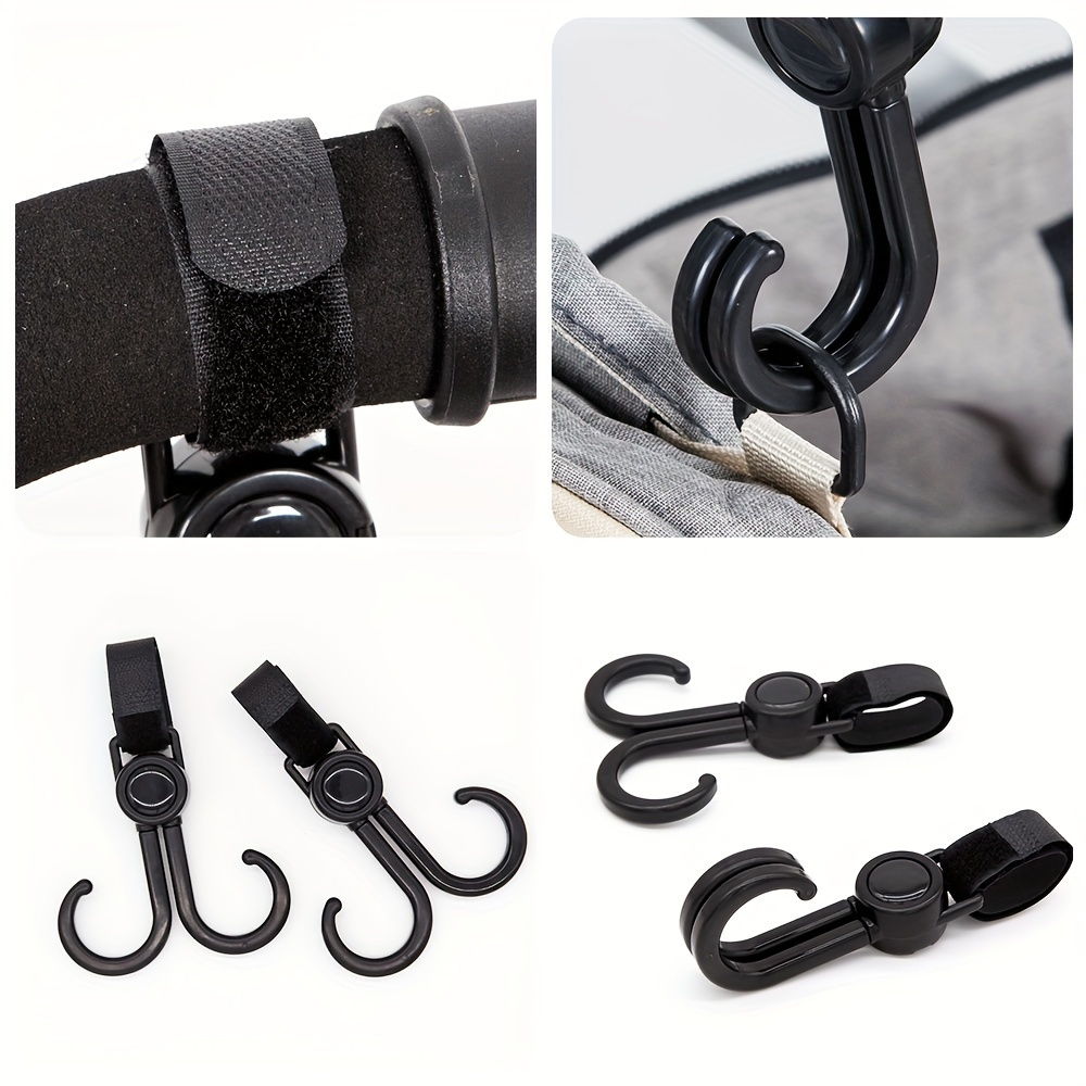 

2pcs-360° Rotating Stroller Hooks – Cart & Bike Hanger, Organizer Accessory , Travel Hook