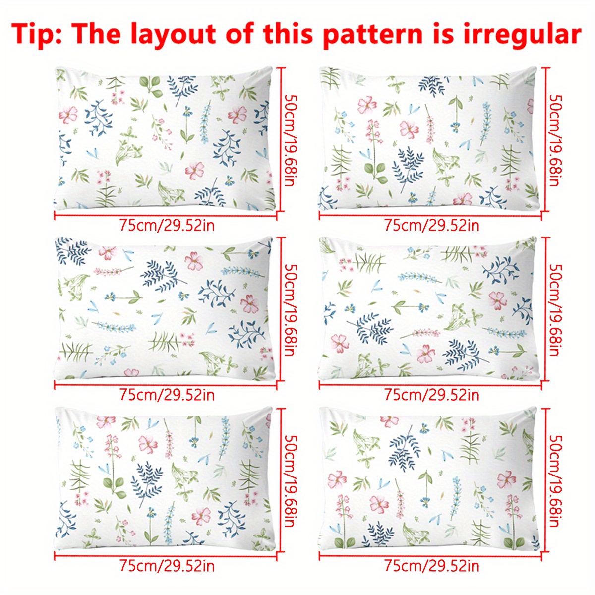 modern plant flower print pillowcase soft pocket closure bedding machine washable 75cm x 50cm 29 52  19 68in 19 69 29 53 df printed pocket pillowcase   6