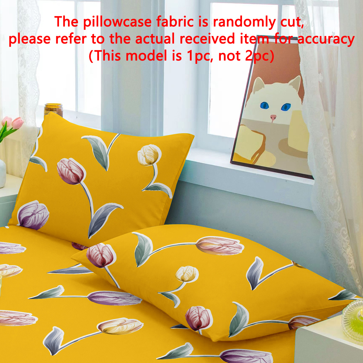 

Modern Plant Floral Tulip Yellow Pattern Printed Pillowcase With Pocket Closure - Soft Bedding For Bedroom Use - Machine Washable - 75cm X 50cm (29.52in X 19.68in)