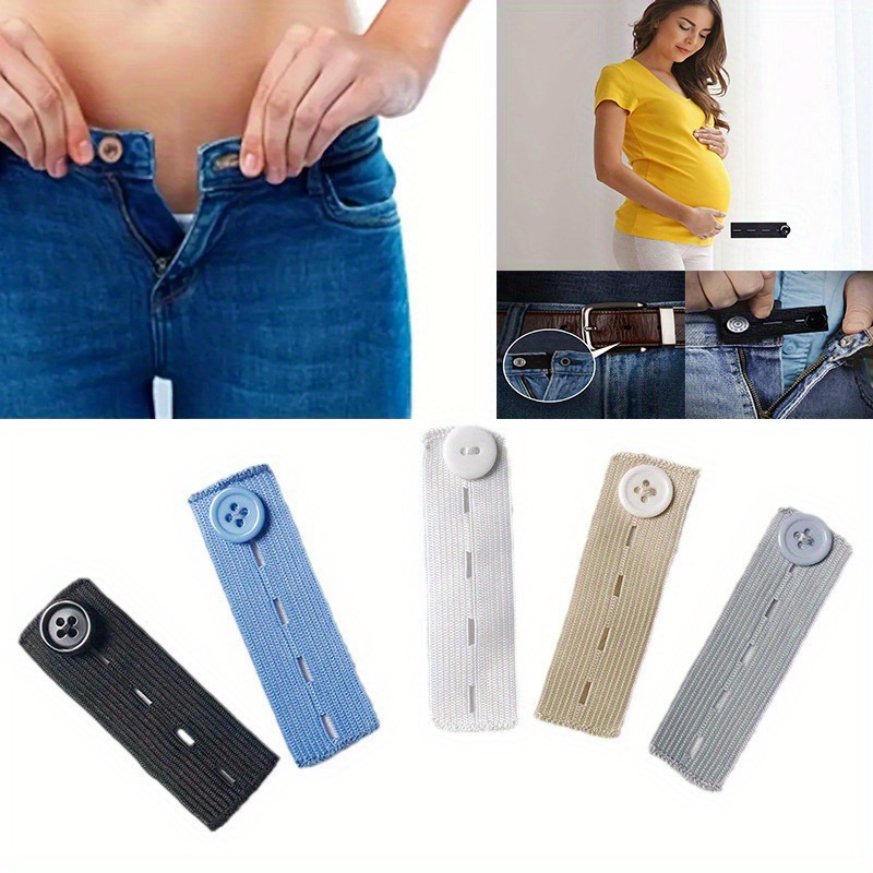 

5pcs No-sew Waistband Extenders For Jeans, Skirts & Maternity - Adjustable Button Hooks For