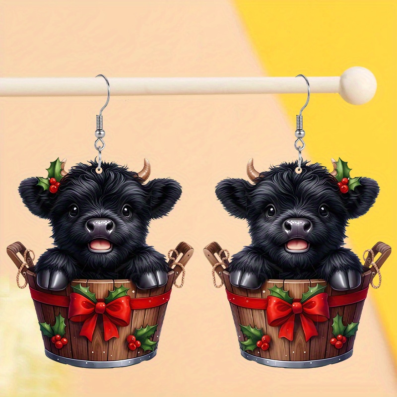 

Charming Black Earrings - Acrylic & Stainless Steel, Y2k/classic Style For Women & Girls - Perfect Holiday Party Accessory