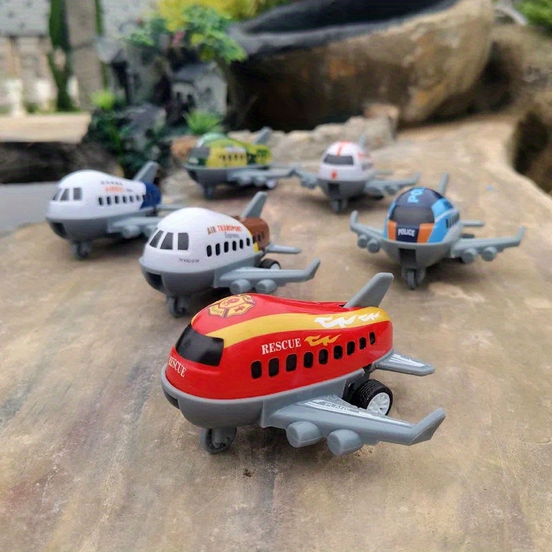 

6-pack Mini Metal Airplanes Toy Set With Drive, Alloy Structure, And Cartoon Design - Boys, Suitable For 3-6, Made Of Plastic