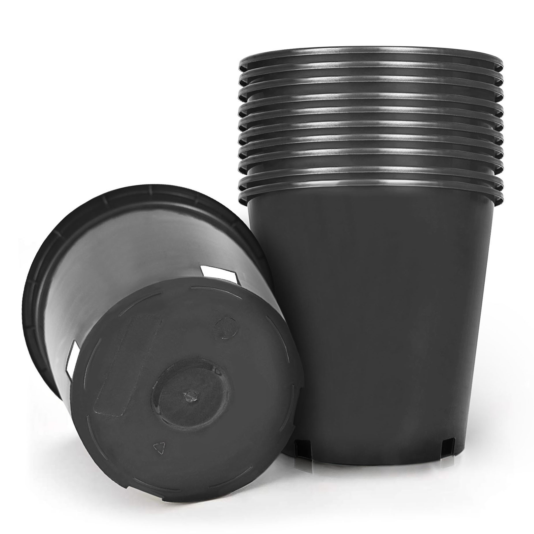 

Waltyotur 10 Pcs(actual 11) 2 Gallon Garden Plastic Planter Nursery Pots - Round Black Nursery Pots For Indoor And Outdoor Plants With Drainage Hole