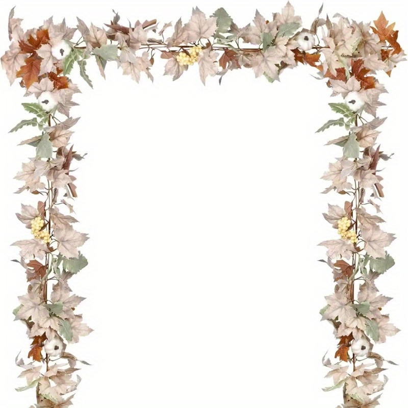 

5.9ft Autumn Maple Leaf Garland - Artificial Vine For Thanksgiving, Wedding, Fireplace & Christmas Decor