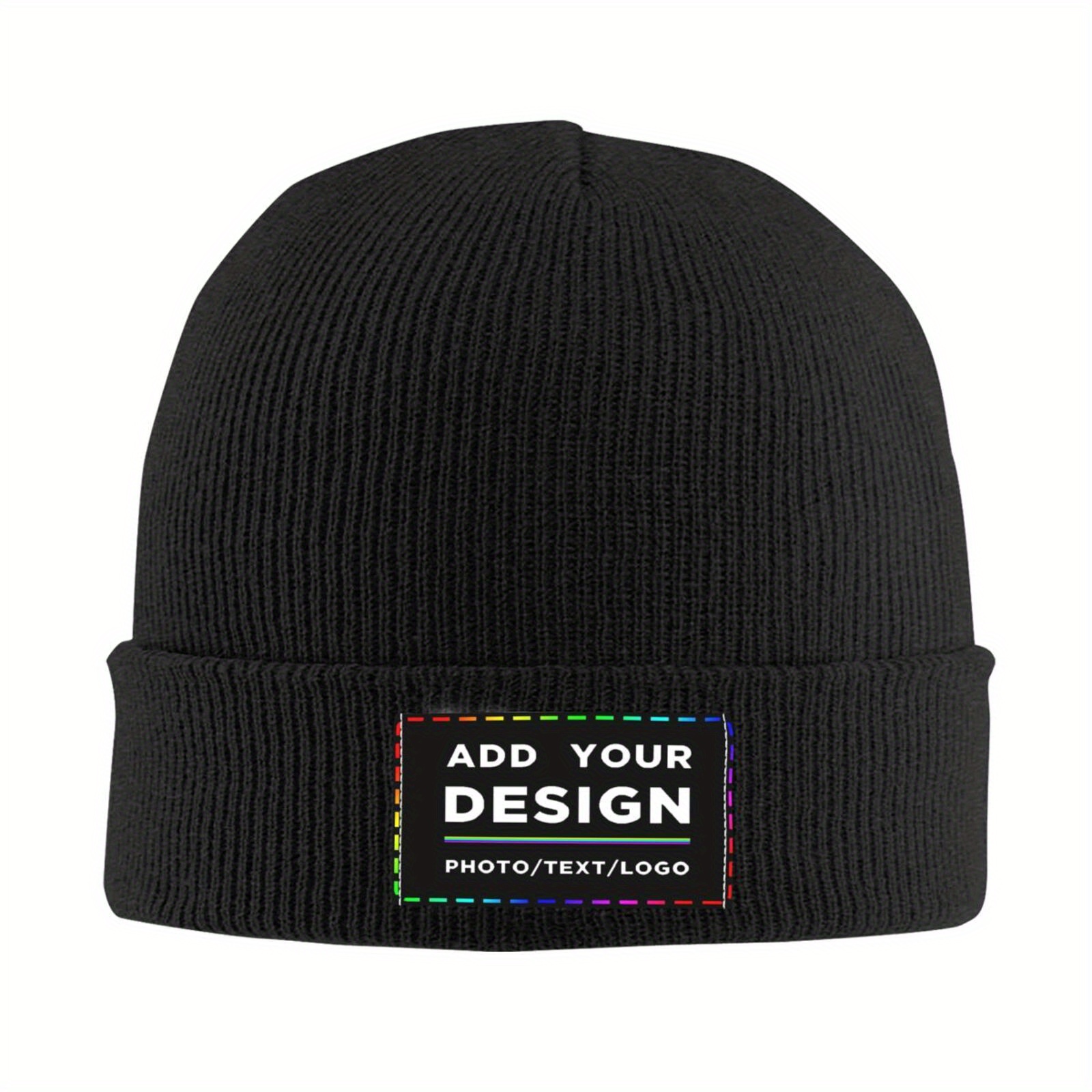 

Customizable Funky Beanie Hat - Design Your Own , 100% Acrylic Knit, Personalized Gift For - Add Your Design Text/ Photo