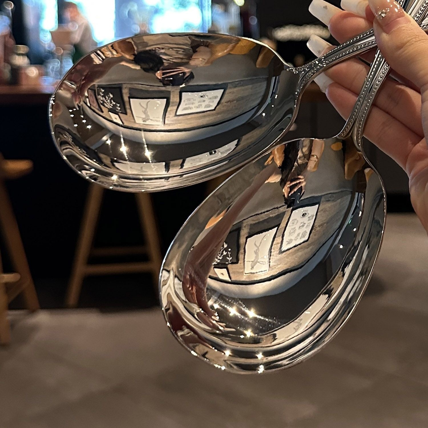 item picture high quality stainless steel large serving spoon suitable for ice cubes soup   and   other uses durable kitchen and restaurant utensil