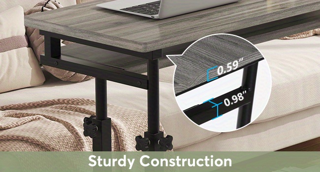 Height Adjustable Mobile Laptop Table Small Standing Desk Rolling Computer Cart with Keyboard Tray on Wheels for Home Office, Portable Desk for Sofa and Bed,