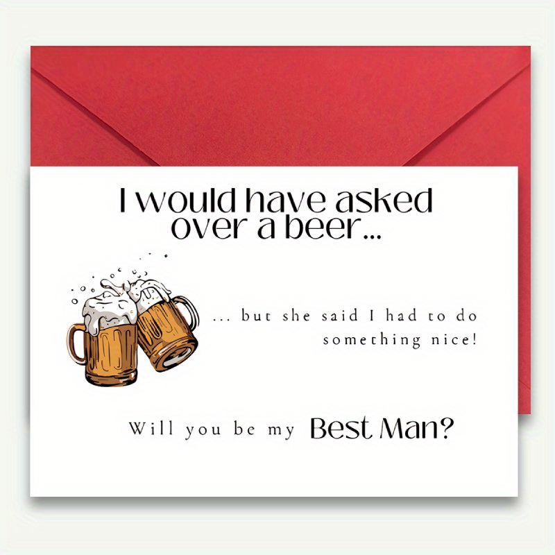 TEMU 1 Carte de demande humoristique pour être mon meilleur homme - "-tu être mon meilleur homme ?" - Parfaite pour et les fêtes de fiançailles,