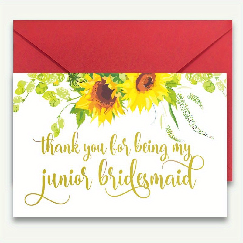 

1pc Sunflower Wedding Gratitude Note For Junior Bridesmaid, Bridal Party Appreciation Stationery, Engagement & Wedding Thank You Gesture