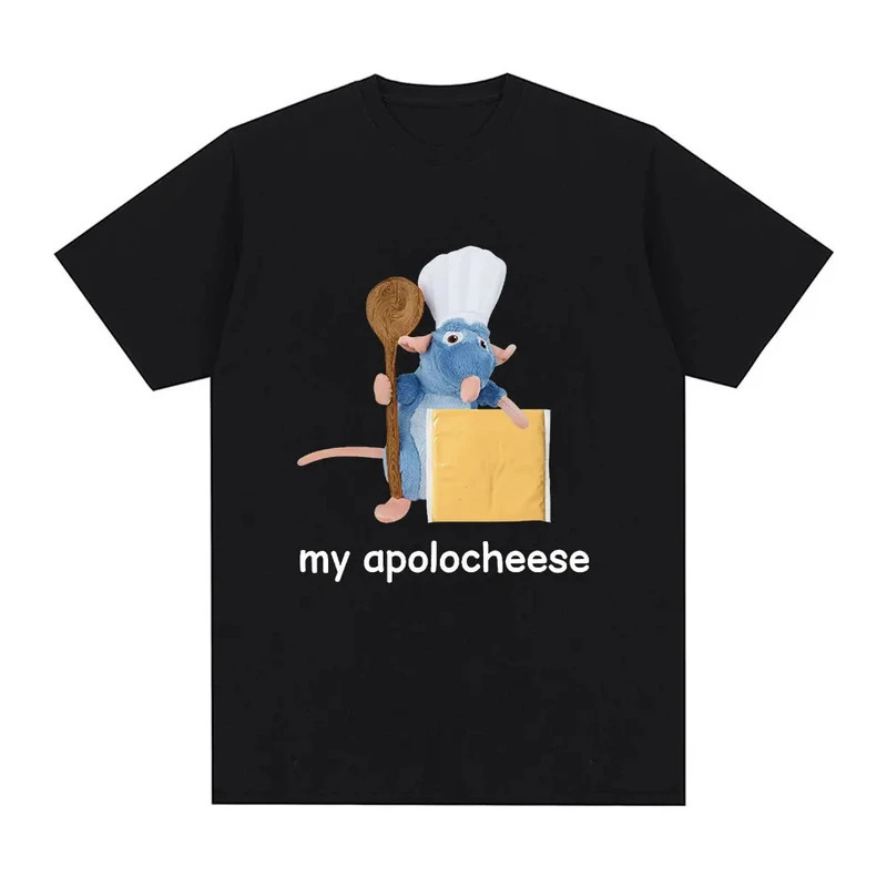 

Funny My Apolocheese Rat Plush Cheese T Shirt Men Short Sleeve T-shirts Summer 100% Cotton Tees Oversized