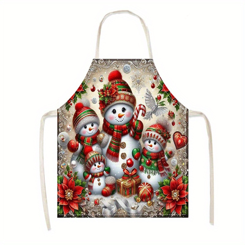 

1pc Christmas Theme Apron, Family Cooking Apron, Printed Bib Apron, Chef Coffee Shop Grill Apron, Kitchen Supplies, 21.65×26.77in