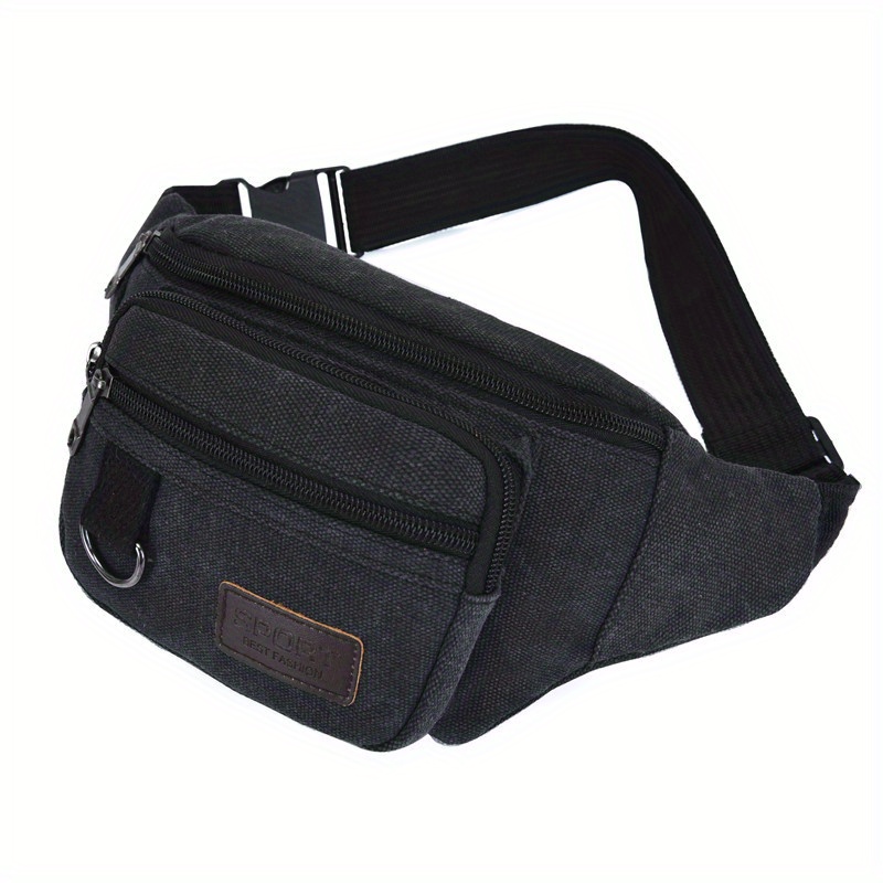 E-shop Leinwand Bauchtasche mit Verstellbarem Gurt, Leichte Reise Gürteltasche, Große Kapazität, Reißverschluss, Polyester Gefüttert - Ideal für