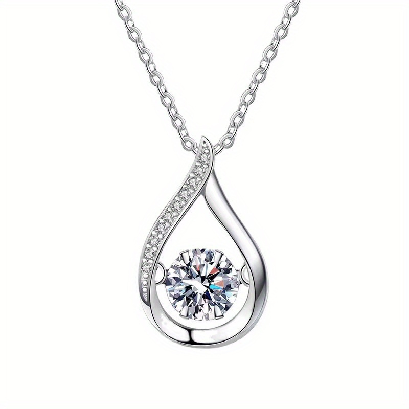 

Moissanite Inlaid Drop Pendant Necklace, Titanium Alloy Necklace, Fashion Fashion Necklace, Wedding Anniversary Gift