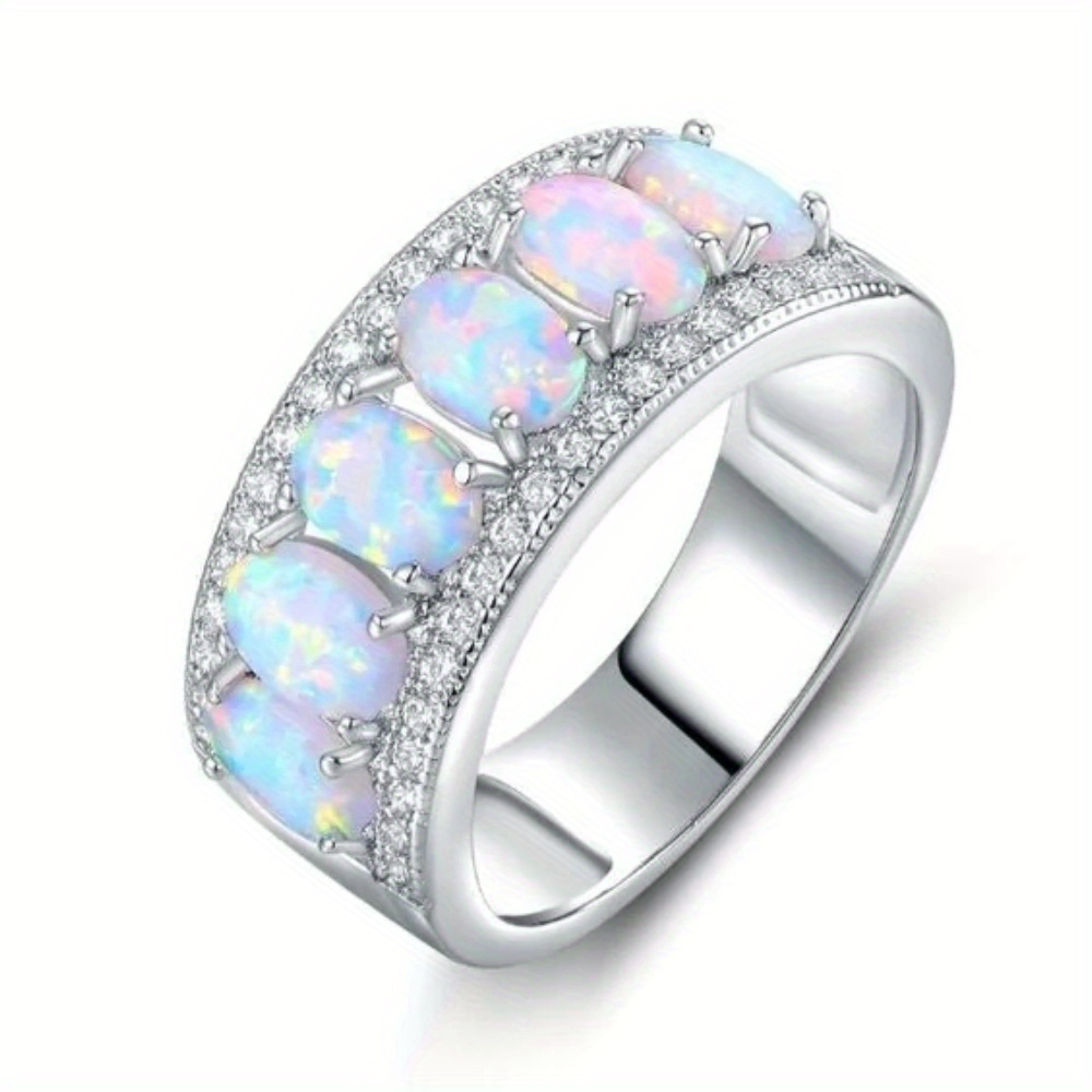 E-shop Modischer Luxus-Einfassung Ovaler Synthetischer Opal Breiter Ring für Männer Frauen – Täglich, Party, , Karneval – Hochwertiger Schmuck