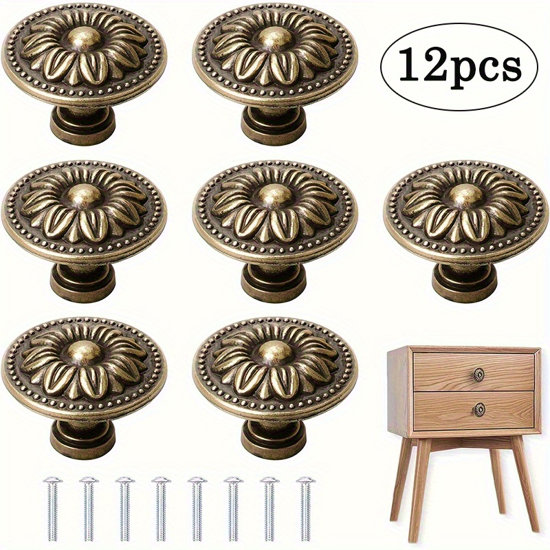 

12pcs Bronze Pulls - Drawer Knobs, 0.98x1.38 , For Dressers, & Bathrooms, Included Kit