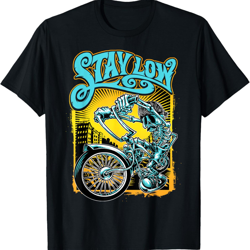 

Stay Low , Latino Skeleton Chopper T-shirt, Cycle